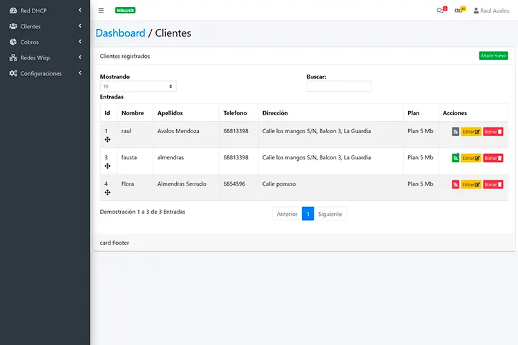 Simple Sistema para administrar redes wisp con dhcp y mac