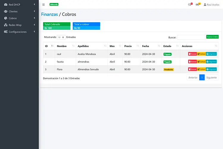 Simple Sistema para administrar redes wisp con dhcp y mac